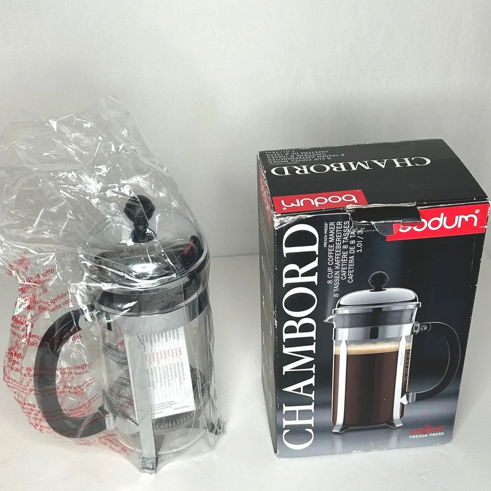 Bodum Chambord French Press 8 Cup Coffee Maker 34oz Chrome Silver 1928-16US4 NEW